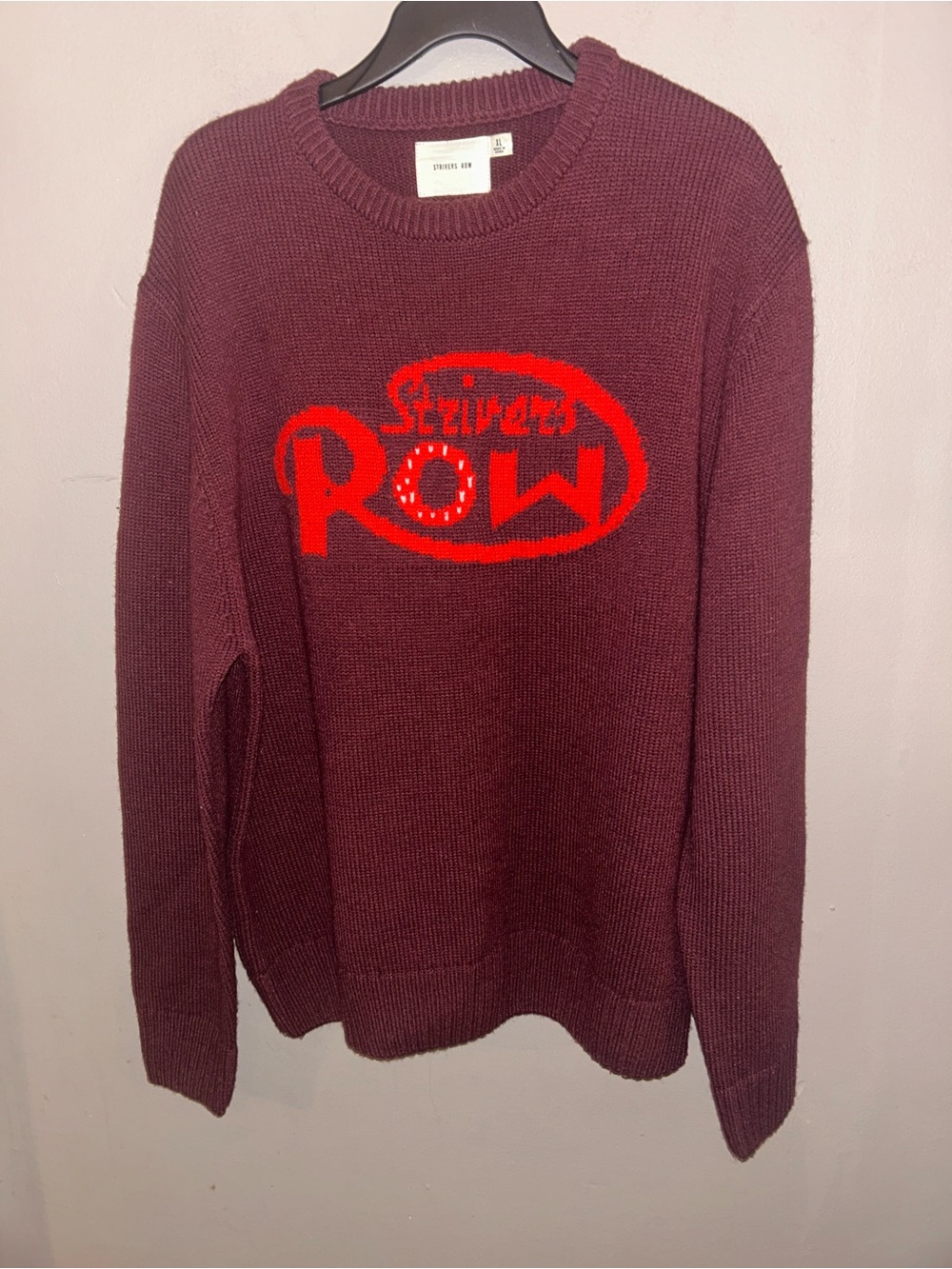 Strivers Row Sweater - maroon w/red logo oversized Y2K style